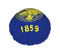 Oregon State Flag Print Shower Cap, Lined Shower Cap For Women Reusable, Double Layer Waterproof Bath Cap