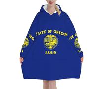Oregon State Flag Print Soft Warm Cozy Blanket Hoodie Oversized For Home Christmas Winter Loungewear