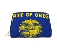 Oregon State Flag Print Travel Makeup Bag Large Cosmetic Bag, 3 Internal Organizer Pockets for Essentials