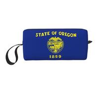 Oregon State Flag print Travel Toiletry Pouch, Pencil Bag Canvas Makeup Bags, Multi-Purpose Cosmetic Bags with Zipper, White, One Size