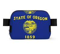 Oregon State Flag Print Waterproof Sling Bag with Large Opening Side Bag Durable Waist Pack for Running Cycling Travel