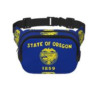Oregon State Flag Printed Fashion Crossbody Bag, Hiking Waist Bag, Square Double Layer Travel and Fitness Shoulder Bag
