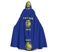 Oregon State Flag Printing Adult Halloween Large Hooded Cloak 57.8 Inches Length, Suitable For Masquerade Costumes, Comic Con