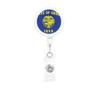 Oregon State Flag Retractable Badge Holder. Stylish Full-Width Print, Suitable for Offices, Schools, Hospitals, etc.
