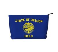 Oregon State Flag Women's corduroy cosmetic bag, portable zipper hand-held wallet, suitable for travel and daily storage of cosmetics,