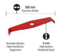 Oregon 4.0 x 300mm Mulching Brush Cutter Blade, 2 Tooth Shredder Strimmer Blade for Thick, High & Dense Vegetation, Fits All Brushcutters Including Stihl, Echo, Husqvarna, Echo & More (295505-0)