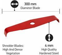 Oregon 4.0 x 300mm Mulching Brush Cutter Blade, 2 Tooth Shredder Strimmer Blade for Thick, High & Dense Vegetation, Fits All Brushcutters Including Stihl, Echo, Husqvarna, Echo & More (295505-0)
