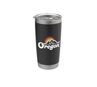 Oregon Vintage Outdoors Mountain Pine Trees Retro Sunset Stainless Steel Insulated Tumbler