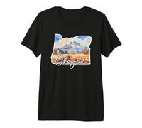 Oregon Watercolor Landscape Mountain Art for Nature Lovers Premium T-Shirt