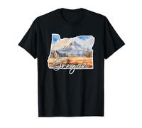 Oregon Watercolor Landscape Mountain Art for Nature Lovers T-Shirt