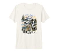 Oregon Watercolor Landscape Pacific Northwest Nature Design Premium T-Shirt