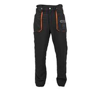 Oregon Five layers of chainsaw protective material and two-way stretch polyester resistant to fuel, oil, and heat while keeping you cool all day