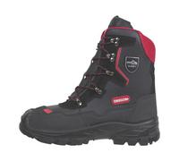 Oregon Yukon Class 1 Leather Chainsaw Protective Boots, Metal Toe Cap, Professional Recommended Water Resistant Anti Static Safety Work Boot, UK Size 9 (43 EU, 9.5 US), Black Red