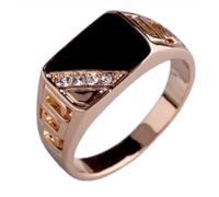 orehugaf Rings Ring Jewellery Women Men Classic Size 5-12 Men Rings Fashion Jewelry Gold/Silver-Color Black Enamel Male Finger Ring 6 Mgj