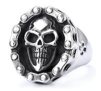 orehugaf Rings Ring Jewellery Women Men European And American Hot Style Domineering Axe Death Skull Ring No. 7 Steel Color 05209