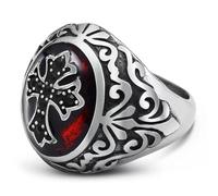 orehugaf Rings Ring Jewellery Women Men European And American Style Gemstone Ring Gothic Ruby Cross Diamond Black Diamond Men'S Ring Size 7 As Shown In The Picture 24209