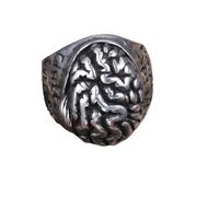 orehugaf Rings Ring Jewellery Women Men European And American Style Lorraine Cross English Letters Plus Brain Shape Men'S Ring No. 11 Steel Color 03108