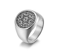 orehugaf Rings Ring Jewellery Women Men Hexagram The Seal Of The Seven Rings Solomon Seal Ring Finger Lucky Men Him Jewelry 12 Silver