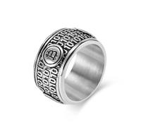 orehugaf Rings Ring Jewellery Women Men Large Big Statement Bitcoin Silver Color Black Gold Color Ring Hip Hop Jewelry For Men 10 Silver