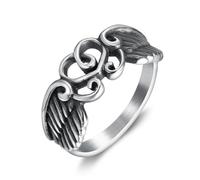 orehugaf Rings Ring Jewellery Women Men Love Wings Women'S Ring Punk Antique Silver Ring No. 14 As Shown In The Picture 26404