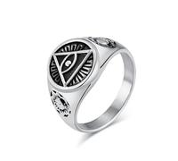 orehugaf Rings Ring Jewellery Women Men Men'S All Seeing Triangle Eye Of Providence Ring 7 Silver