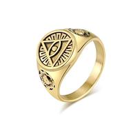 orehugaf Rings Ring Jewellery Women Men Men'S All Seeing Triangle Eye Of Providence Ring 8 Gold