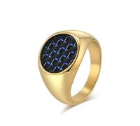 orehugaf Rings Ring Jewellery Women Men Men'S Carbon Fiber Round Signet Ring Simple Light Luxury Jewelry 9 Gold