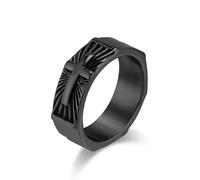 orehugaf Rings Ring Jewellery Women Men Men'S Cross Christian Motif Band Ring Religious Catholic Icon Baptism And Anniversary 7 Black