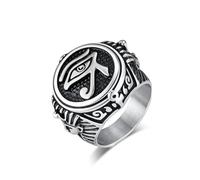 orehugaf Rings Ring Jewellery Women Men Mens Gold Plated Egyptian Pharaohs Eye Of Horus Ring Hip-Hop Jewelry 7 Silver
