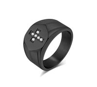 orehugaf Rings Ring Jewellery Women Men Men'S Signet Ring With Zirconia Cross Blakc Gold Color Promise Ring Faith Jewelry 7 Black