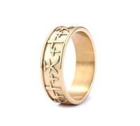 orehugaf Rings Ring Jewellery Women Men Personalized Punk Style Cross Neutral Non-Fading Trendy Street Shooting Ring No. 10 Gold 22303