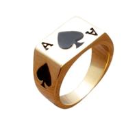 orehugaf Rings Ring Jewellery Women Men Punk Men'S Fashion Gold Color Lucky Ace Of Spades Playing Card Letter A Ring Jewelry 13 R840