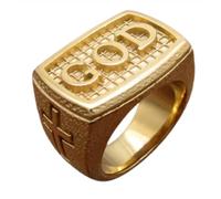 orehugaf Rings Ring Jewellery Women Men Punk Silver Color Black God Cross Letter Gold Color Jesus Ring 11 Goldplatedr757