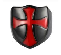 orehugaf Rings Ring Jewellery Women Men Punk Size 7-14# Red Cross Shield Knights Templar Crusader Black Color Medieval Signet Ring 9 R431