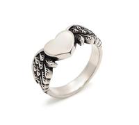 orehugaf Rings Ring Jewellery Women Men Retro Angel Wings Silver Color Heart Rings For Women Finger Jewelry 12 Xr989