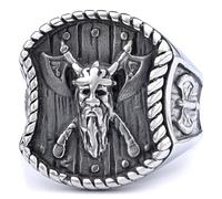 orehugaf Rings Ring Jewellery Women Men Retro Viking Style Ring Two-Tone Craft Nordic Mythology Portrait Trend Jewelry No. 10 Steel Color Polishing 26304