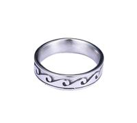 orehugaf Rings Ring Jewellery Women Men Simple Personality Wave Element Ring Rust-Free Fashion Jewelry No. 6 Steel Color 19306