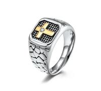 orehugaf Rings Ring Jewellery Women Men Two Tone Cross Signet Ring Vintage Cross Ring Of Faith Prayer Church Wedding Ring For Men 13 Silver
