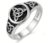 orehugaf Rings Ring Jewellery Women Men Vintage Celtic Knot Trinity Ring European And American Witch Celtic Amulet Diamond Ring No. 7 Diamond-Free
