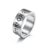 orehugaf Rings Ring Jewellery Women Men Vintage Minimalist Viking Runes Ring Men'S Punk Cool Black Gold Color Band Rings 7 Silver