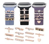 Orehymbe 15 Pieces Watch Band Charms Set Decorative Ring Loops Compatible with Apple Watch Band 40mm 41mm 42mm 44mm 45mm for iWatch Series 8 7 6 5 4 3 2 1, Leopard