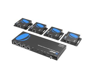OREI 1x4 HDMI Extender Splitter Multiple Over Single Cable CAT6/7 1080P with IR Remote EDID Management - Up to 165 Ft - Loop Out - Low Latency - Full Support