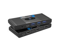 OREI 2x1 8K DisplayPort & USB-C KVM Switch, 3X Port USB-A, 1x USB-C Share Multiple Devices, PC, Desktop, One Display Monitor, Keyboard Control, Peripheral Control, Wired Remote Control