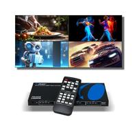 OREI 4K 4x4 Seamless HDMI Matrix Switch 1080P Video Wall Controller Processor Upto 4K 30hz 4:2:0-180 Degree Rotation via RS-232, Bezel, HDCP 1.4, UltaHD 2x2, 1x4, 1x2, 4x1 Remote Control (HDS-404VW)