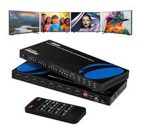 OREI 4K@60Hz 4×4 HDMI Matrix Switch with Downscaler & ARC, 18Gbps, HDCP 2.2, HDR, Audio Extraction (Optical & Analog), 4K-to-1080p Scaling, IR Remote (UHD-404R)