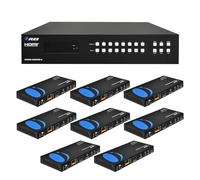 OREI 4K 8X8 HDMI Matrix Extender- HDBaseT 4K@60Hz Over Single CAT6/7 Cable with HDR, CEC & IR Control, RS-232 - Upto 230Ft - Loop Out - 8 Receivers