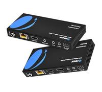 OREI 4K HDMI over Ethernet Extender Balun - HDBaseT UltraHD 4K @ 60Hz 4:4:4 CAT5e/6/7 Cable with HDR, CEC & IR Control, RS-232 Up to 400 Ft Loop Out POC Audio Out (UHD-EXB400R-K)