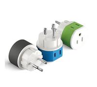 OREI Israel, Palestine Power Plug Adapter with 2 USA Inputs - Travel 3 Pack - Type H (US-14) Safe Grounded Use with Cell Phones, Laptop, Camera Chargers, CPAP, and More