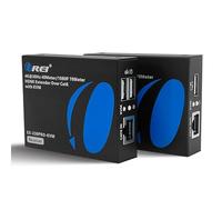 OREI KVM 4K HDMI Extender Balun Over Single CAT6/7 Ethernet Cable 4K,30Hz Upto 130 Feet - 2 USB 1.1 Ports, Supports Keyboard and Mouse