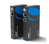OREI USB 3.2 Over Ethernet HDbaseT Cat6 Extender LAN Upto 330 Feet - Extends 4 Ports USB-A Signal Over LAN Ethernet - Power Over Cable for Long Distance Extension Supports All Operating System